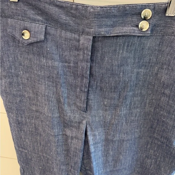 Veronica Beard Chambray Cropped Pants - Size 16 - Picture 5 of 13